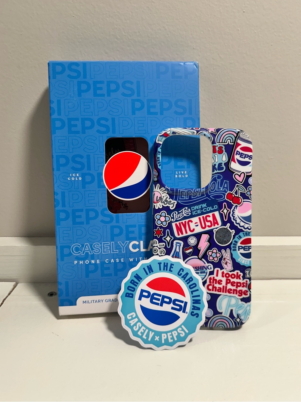 Pepsi x Casely Blue Stickered Phone Case - iPhone 14 Pro